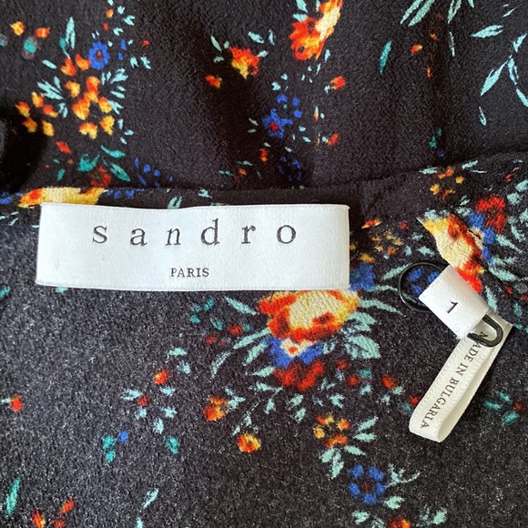 Sandro Floral Print Cold Shoulder Ruffle Blouse - Size S/ Sandro 1 - Picture 4 of 11